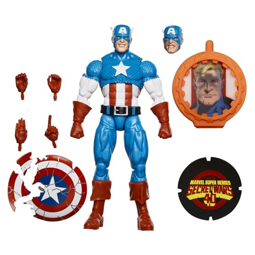 Marvel Legends Series Captain America, Avengers Retro Marvel Comics Secret Wars Collectible 6 Inch Action Figure with Shield